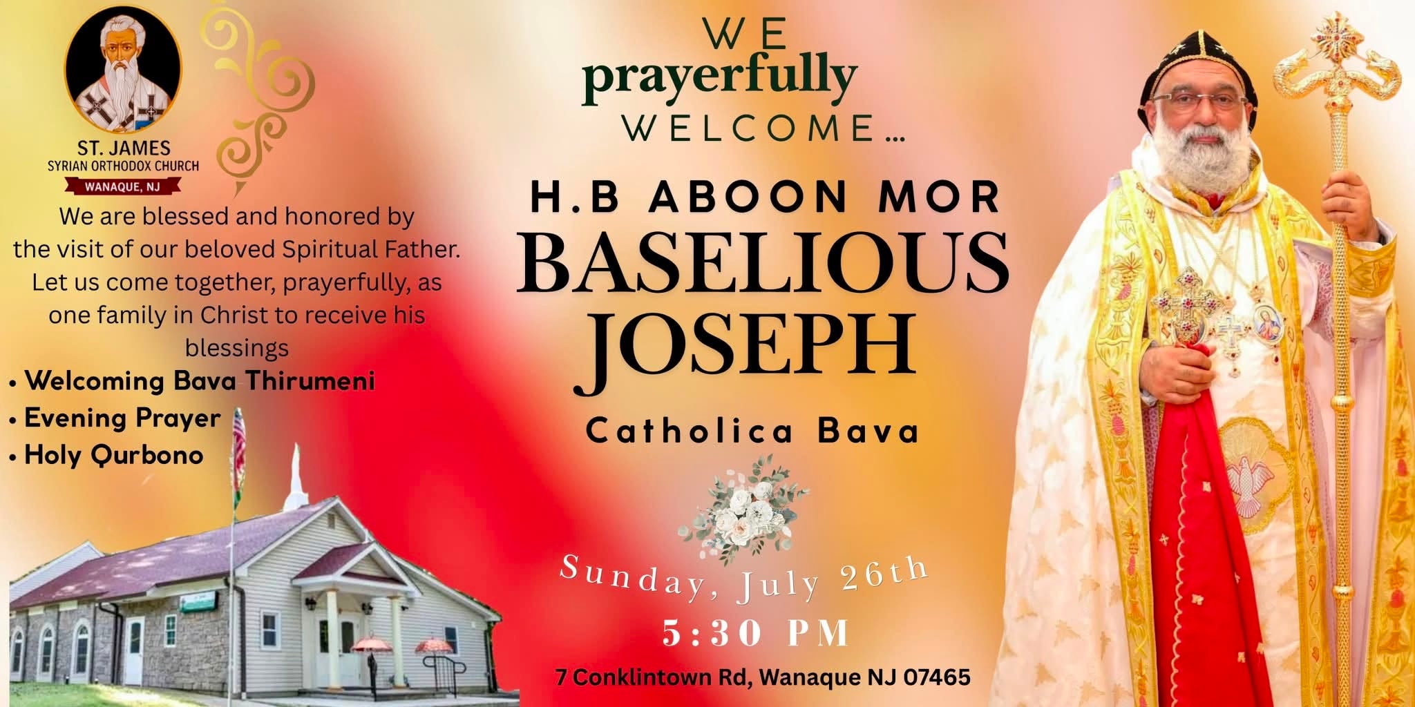 Welcome H.B. Aboon Mor Baselious Joseph